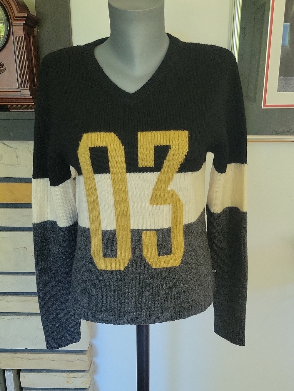 Harley-Davidson Sweater Large Black/Cream/Gray Vintage